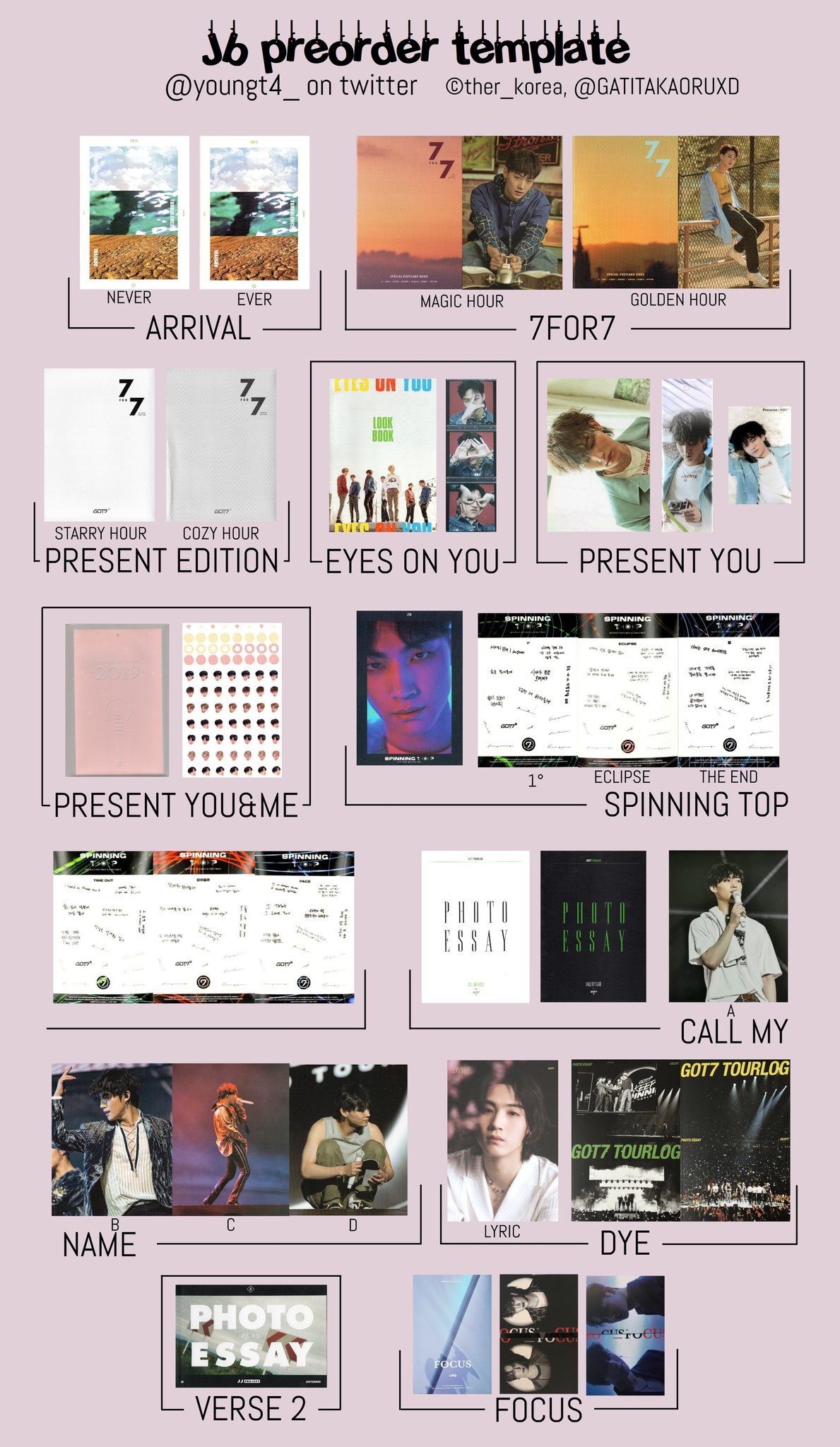 4 GOT7 9th Mini Album SPINNING TOP ECLIPSE JB Jaebum Type-2 Photo Card K-POP 