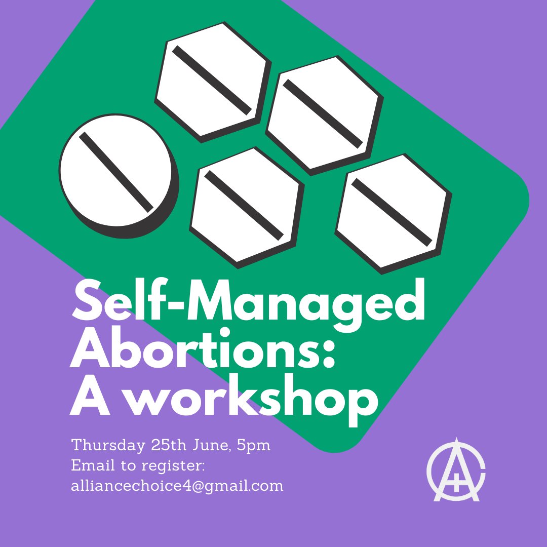 All4Choice's tweet photo. This week's workshop is fully booked SO we've added another date!
Self-Managed Abortion: A Workshop
Thurs 25 June 5pm
Learn about the process of self-managed abortion with pills, how to look after yourself or help someone else using the medication
Email alliancechoice4@gmail.com https://t.co/0TGEmmKnEo