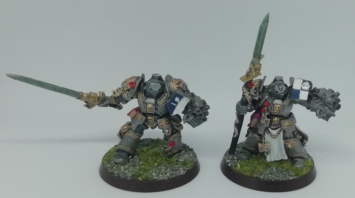 I used the Chaplain model as a Grey Knight Hero and then ran a squad of 5 Terminators.I adore the helmets on these Termies. Full of character 