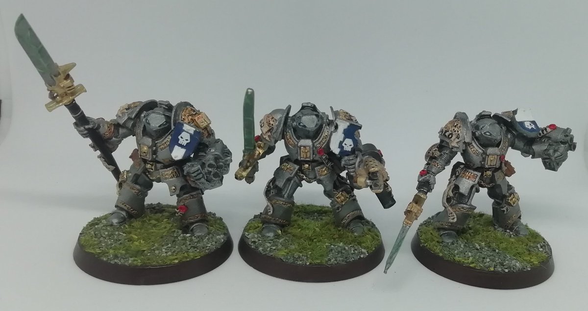 I used the Chaplain model as a Grey Knight Hero and then ran a squad of 5 Terminators.I adore the helmets on these Termies. Full of character 