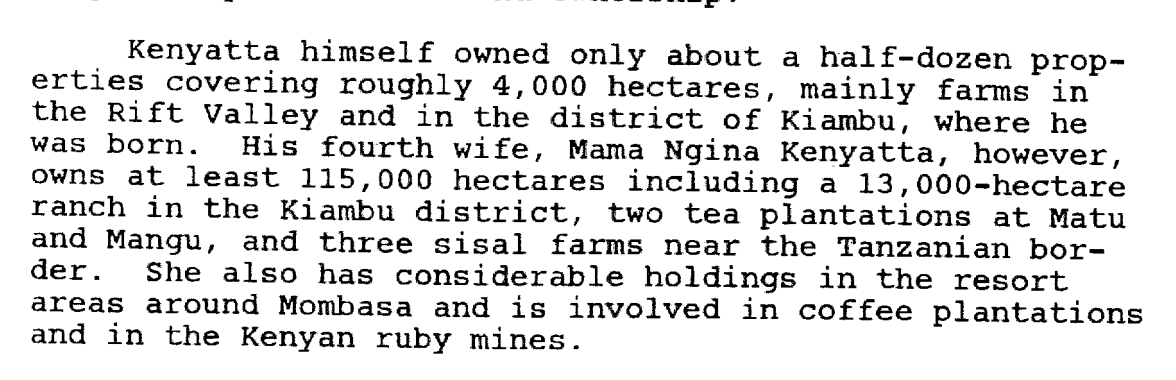 3/According to the report, The House already owned hundreds and thousands of acres as well as interests in coffee plantations and ruby mines.