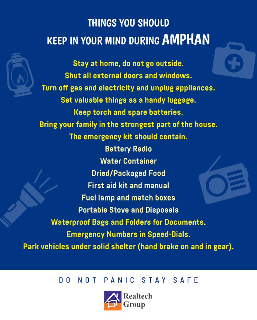 AMPHAN is coming, Stay Home Stay Protected!!#AmphanCyclone #RealtechNirman  #Precautions #stayhomestaysafe