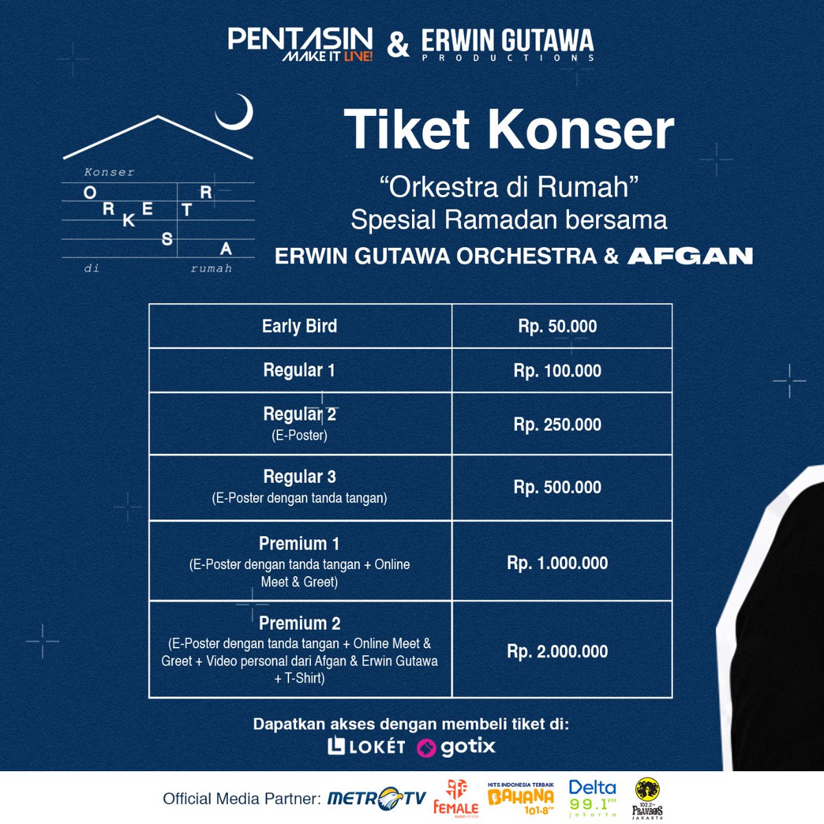 afgan___'s tweet photo. Kamis,21 Mei 2020
Pukul 20.30 wib

Dapatkan tiket di @loketcom @gotixindonesia

#Orkestradirumah
#EGOrkestradirumah
#ErwinGutawaOrchestra
#EGProductions
#Ramadhan2020
#Afgankonserdirumah
#EGProductionsxPentasin https://t.co/jp6k7T5Vxq