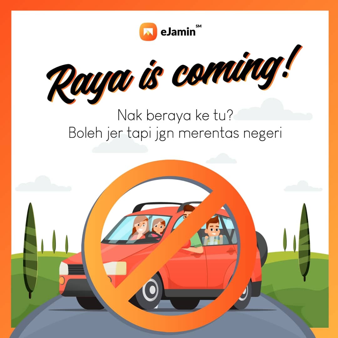 eJaminmy's tweet photo. Nak beraya ke tu? Boleh jer tapi jangan merentas negeri!
#ejamin #ikatjamin #syawal #StayAtHome #StaySafe #KitaJagaKita #KitaMestiMenang https://t.co/EER4kRdZ0f
