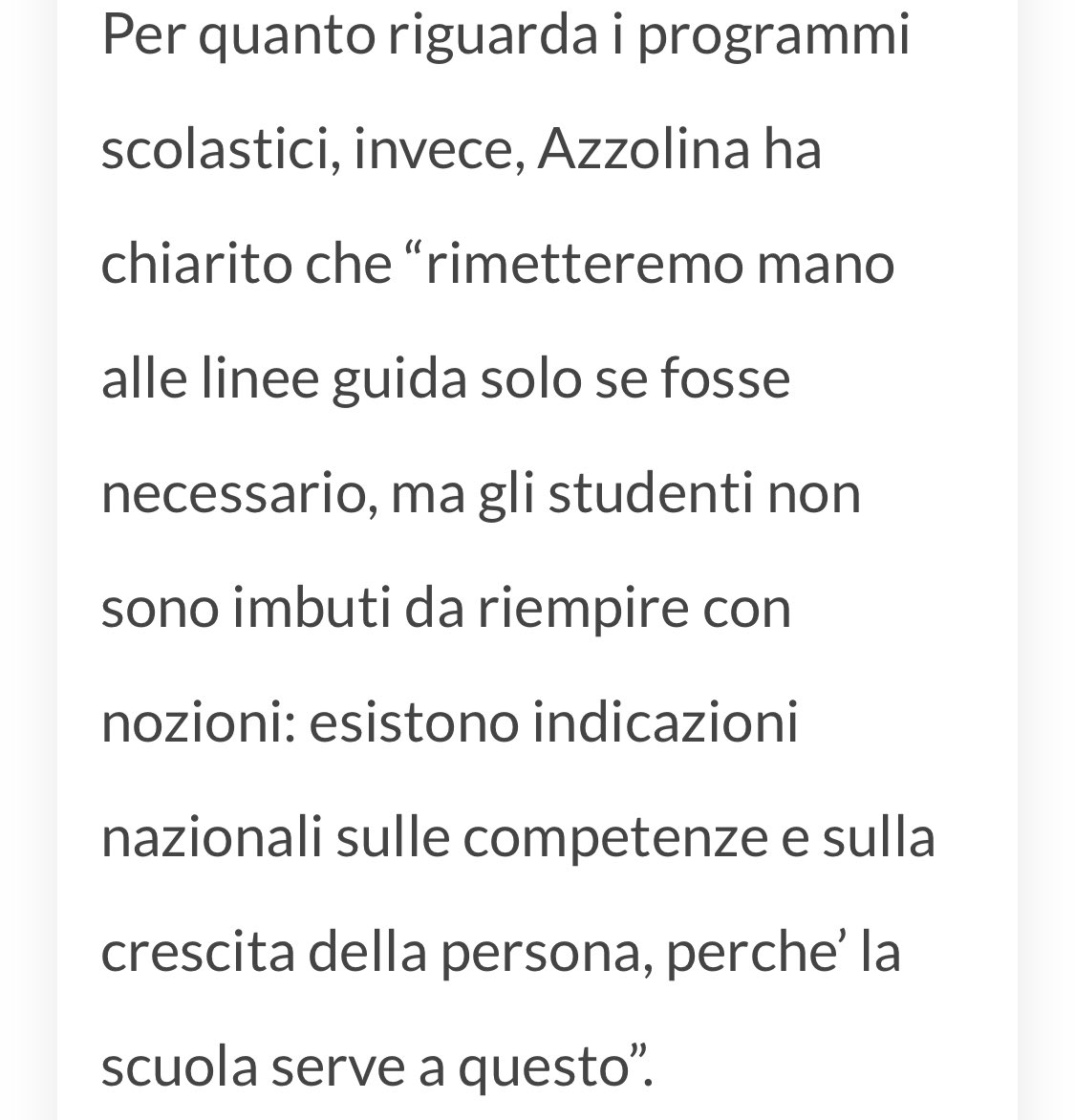 Secondo alcune agenzie di stampa il ministro dell’istruzione Azzolina avrebbe detto che gli studenti non sono “Imbuti da riempire”
Ora o qualcuno mi trova il video o io non ci credo. 
Non ci credo.
Vi prego.
Ridatemi i ladri.