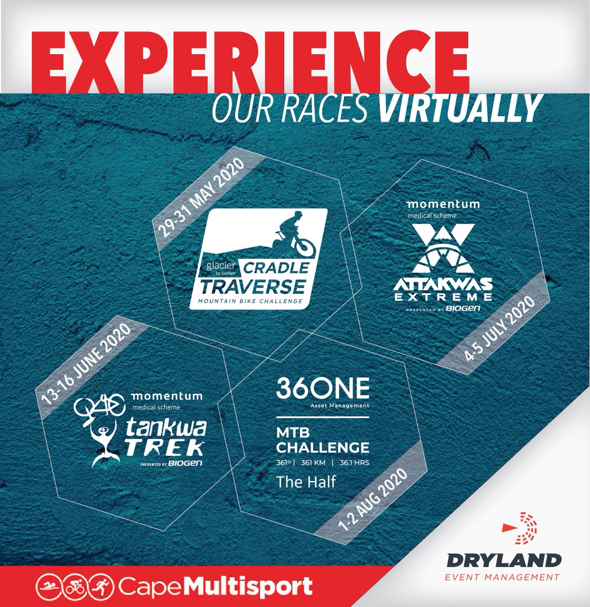 EXCITING NEWS!

We have partnered with <a href="/CapeMs/">CAPEMS</a> to present four of our beloved races to you, VIRTUALLY. 

Follow the link to enter your race of choice, or all of them:
dryland.co.za/join-our-virtu…