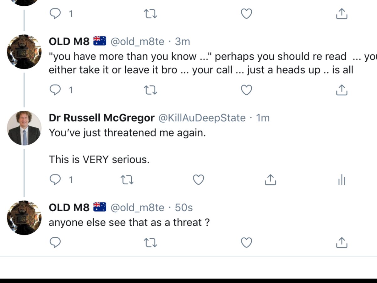 11) The author continues below.He did not apologise even after I explained that I felt his action was a threat.He did not change, clarify or retract his threat - rather he endorsed it a second time. He asked if anyone else considered it a threat ...