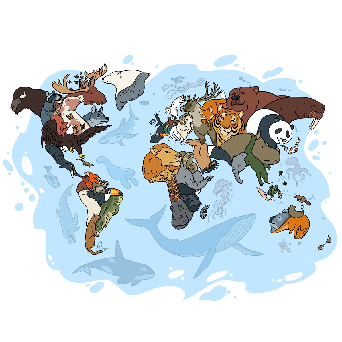 co2nsensus's tweet photo. ⁣
Animals rewilding our cities. The pictures of them leaving their habitats for urban areas are cute and fun, but they are also a reminder of the close relationships between humans and animals.🗺️🌐🌎🌍🌏⁣
⁣
Art by @_.andrepaz._⁣
⁣
#animalmap #animalmaps #animalloversonly https://t.co/WoI5wYL0Ho