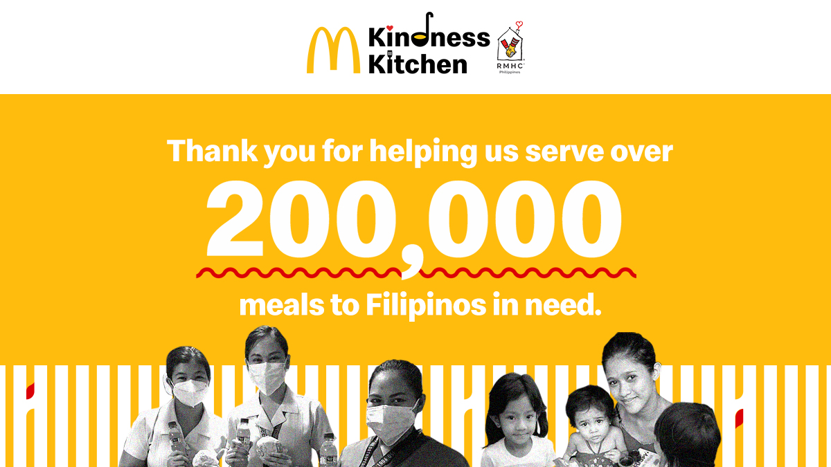 We have served over 200K meals to frontliners, affected communities and quarantine centers through <a href="/McDo_PH/">McDo Philippines</a> Kindness Kitchens. I would like to thank all those who donated, our corporate partners and volunteers, for making this possible.