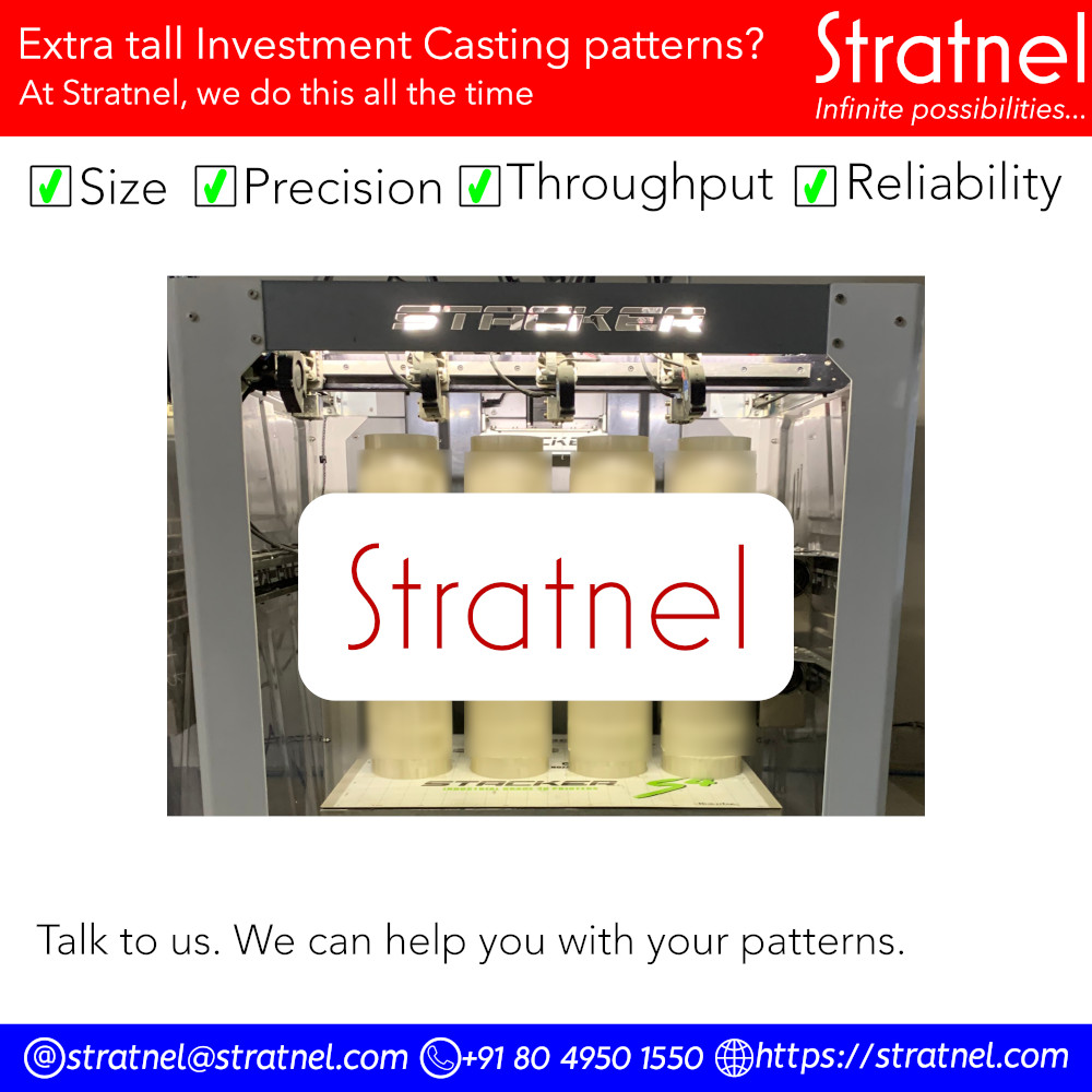 stratnel3dp's tweet photo. Tall investment casting patterns - 400 to 600mm in height. Long print jobs with multiple part requirement. Printing 4 tall parts simultaneously helps to reduce lead time.
#stratneltechnologies #stacker3d #3dprinting #additivemanufacturing #investmentcasting #foundry https://t.co/BGtNB6vQ8p