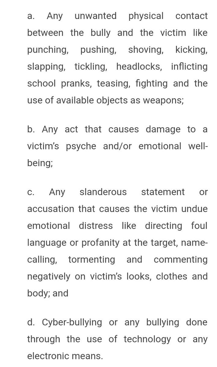 aside from that, we are all protected by the law. if you're going to humiliate them, and comment harsh words on what they said, you might end up going to jail too. based on Republic Act 10627 or the Anti-Bullying Act of 2013, what you're about to do's under section 2 (b) (c) (d)