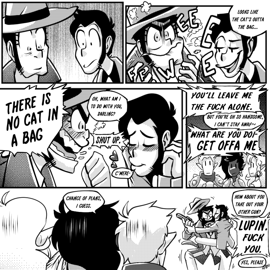 deggey's tweet photo. Been a while since I did a lil crossover shenanigan
#OminDran didn't pick Jigen because #InspectorZenigata is just as good a thief as #Lupin once you remove the Lawful Good problem #AcquisitionsIncorporated #Lupinthe3rd
Also Jigen cooled his way out of this nonsense somehow https://t.co/kMp90gPbVB