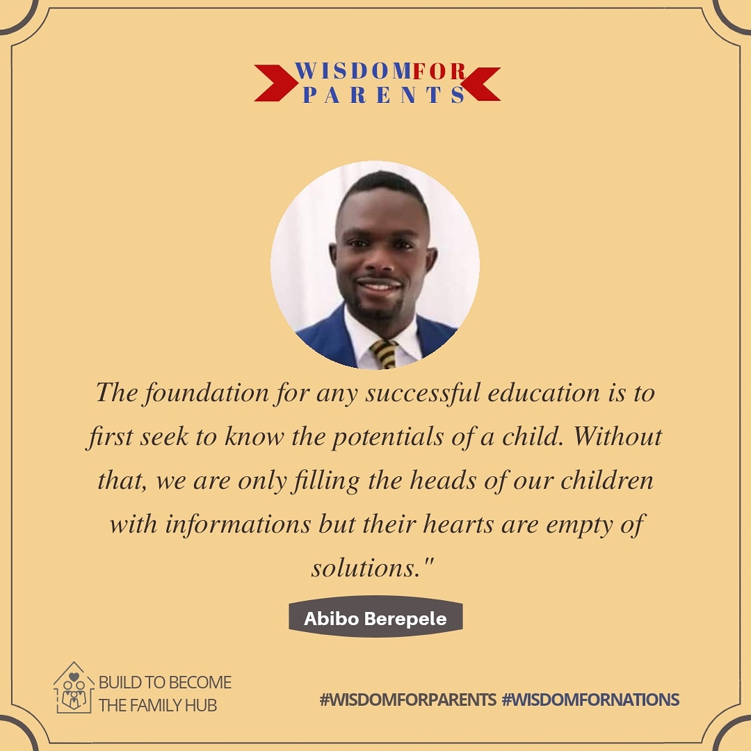 Abibo17's tweet photo. The foundation for any successful education is to first seek to know the potentials of a child. Without that, we are only filling the heads of our children with informations but their hearts are empty of solutions." Abibo Berepele https://t.co/QBLZjvHz6M