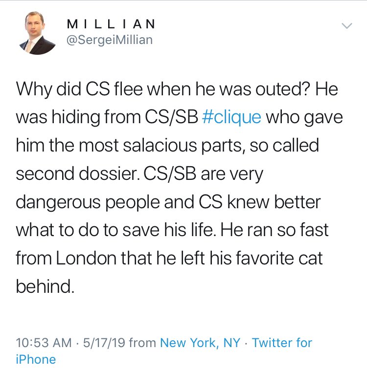 "Why did Steele flee when he was outed in January 2017? He was hiding from Shearer and Blumenthal's clique who gave him the second dossier""It will be a huge scandal once you find out who Shearer and Blumenthal reported to""Steele/Simpson point fingers at Shearer/Blumenthal"