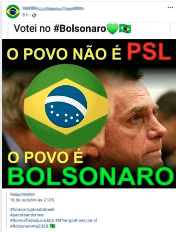 Pra quem é seguidor dos valores bolsonaristas, o B******** é o próprio Brasil. Qualquer oposição que ele tenha, é um inimigo da nação. Chegou num momento que o próprio PSL, antes detentor do verde-amarelo, começou a ser representado pelo vermelho comunista KKKK