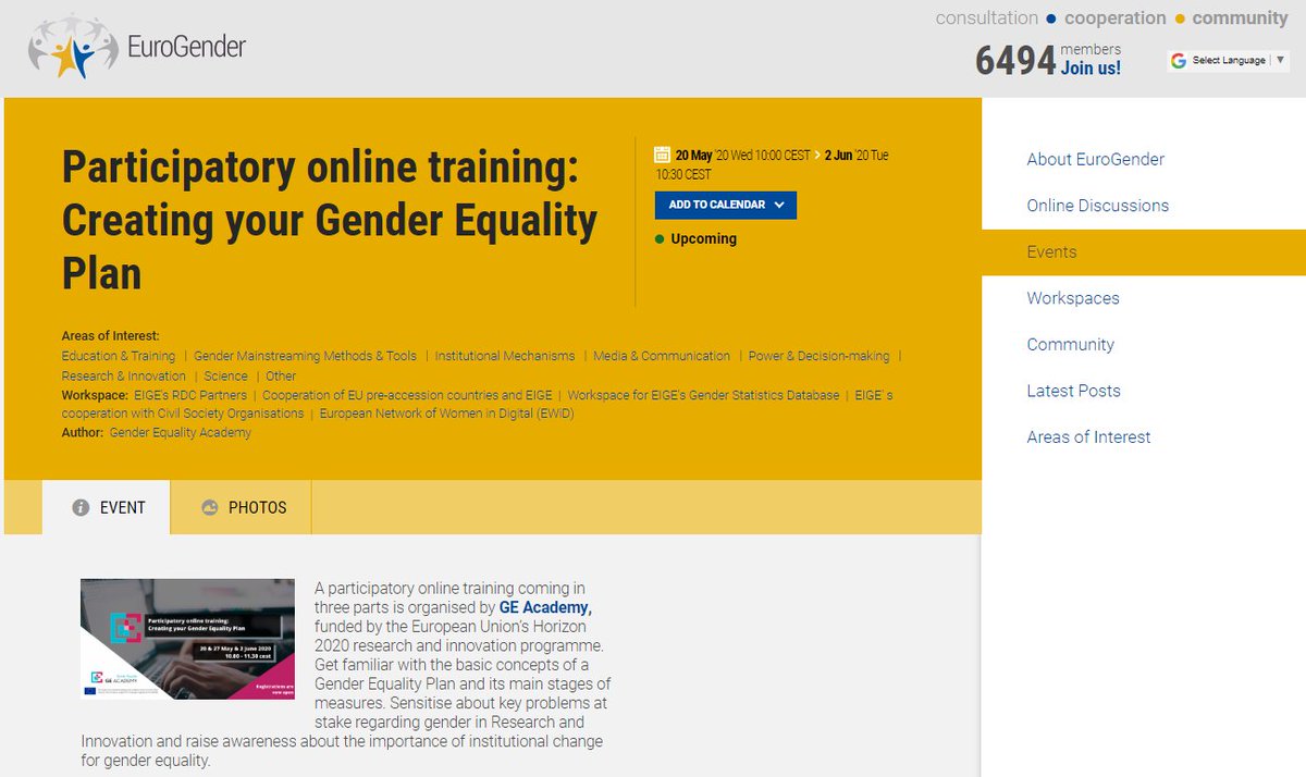 eige_eu's tweet photo. 🙌Ready to develop a #genderequality plan for your research organisation, but do not know how? @GEAcademy and @EU_H2020 are ready to help! Register and join their webinar👉https://t.co/LQgDFbLhVc
Limited seats available! #ShiftGEAR https://t.co/lqfr1I9ySB