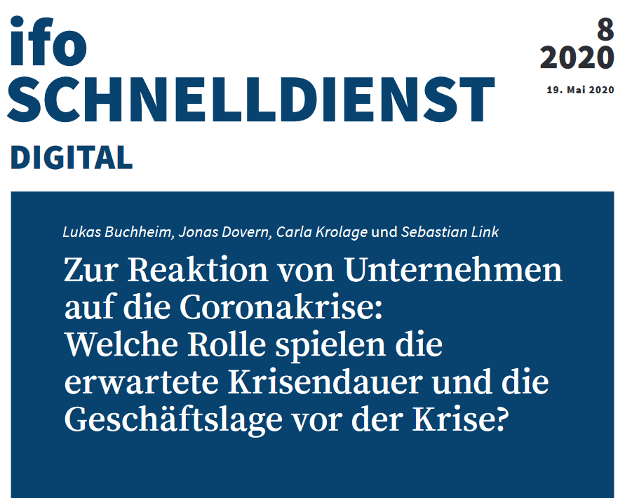 ifo_Institut's tweet photo. Zur Reaktion von #Unternehmen auf die #Coronakrise: Welche Rolle spielen die erwartete Krisendauer und die Geschäftslage vor der Krise? - neue Studie jetzt im #ifoDigital
https://t.co/pU829GqVzA https://t.co/u1HDnD9NSQ