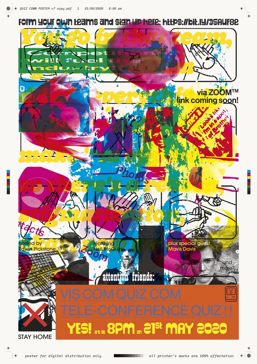 offfbrand's tweet image. Have you not yet completely exhausted you tolerance of online quizzes? Are you a vis-com-des person? This Thursday, 8pm VIS COM QUIZ COM TELECONFERENCE QUIZ: sign up here: solo or teams... stay alert, stay safe, win. docs.google.com/forms/d/e/1FAI… (poster #Andrew Beltran 🙏💥)