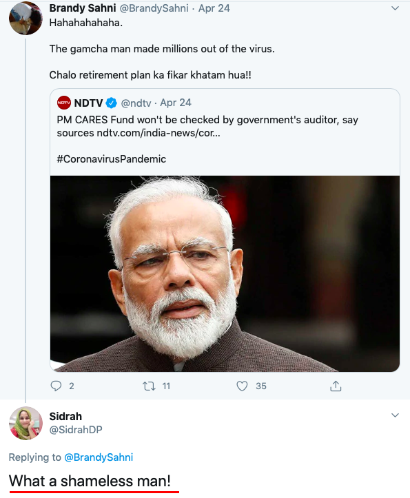 Now on to her thoughts on our PM. Modi abolished the Triple Talaq freeing 8 million women from this dreaded practice, Sidrah has some choicest abuses for PM Modi. Sad since Sidrah herself is a victim of Triple Talaq. This is how she shows gratitude.