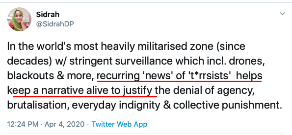 Extending the topic to Kashmir, Sidrah feels GOI is a 'tyrannical' govt and BJP is 'saffronising' the UT. She doesn't even acknowledge the atrocities committed on Kashmiri Pandits by her Muslim brothers & sisters