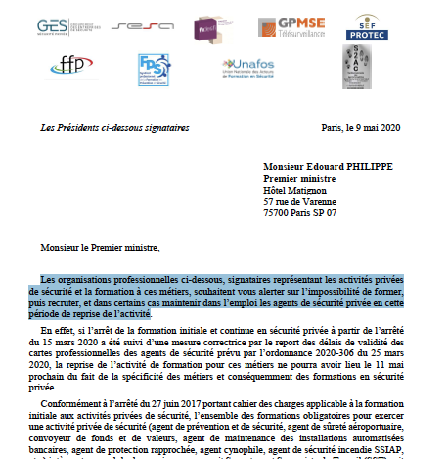 UNAFOSnews's tweet photo. Alerte aux formations et au maittien à l'emploi des agents de sécurité privée !!! : UNAFOS avec sa fédération FFP-Medef et son confrère FSP alertent directement le Premier ministre fac e à la gravité de la situation et aux énormes besoins ainsi contrariés en pleine reprise https://t.co/KGzOGL202x