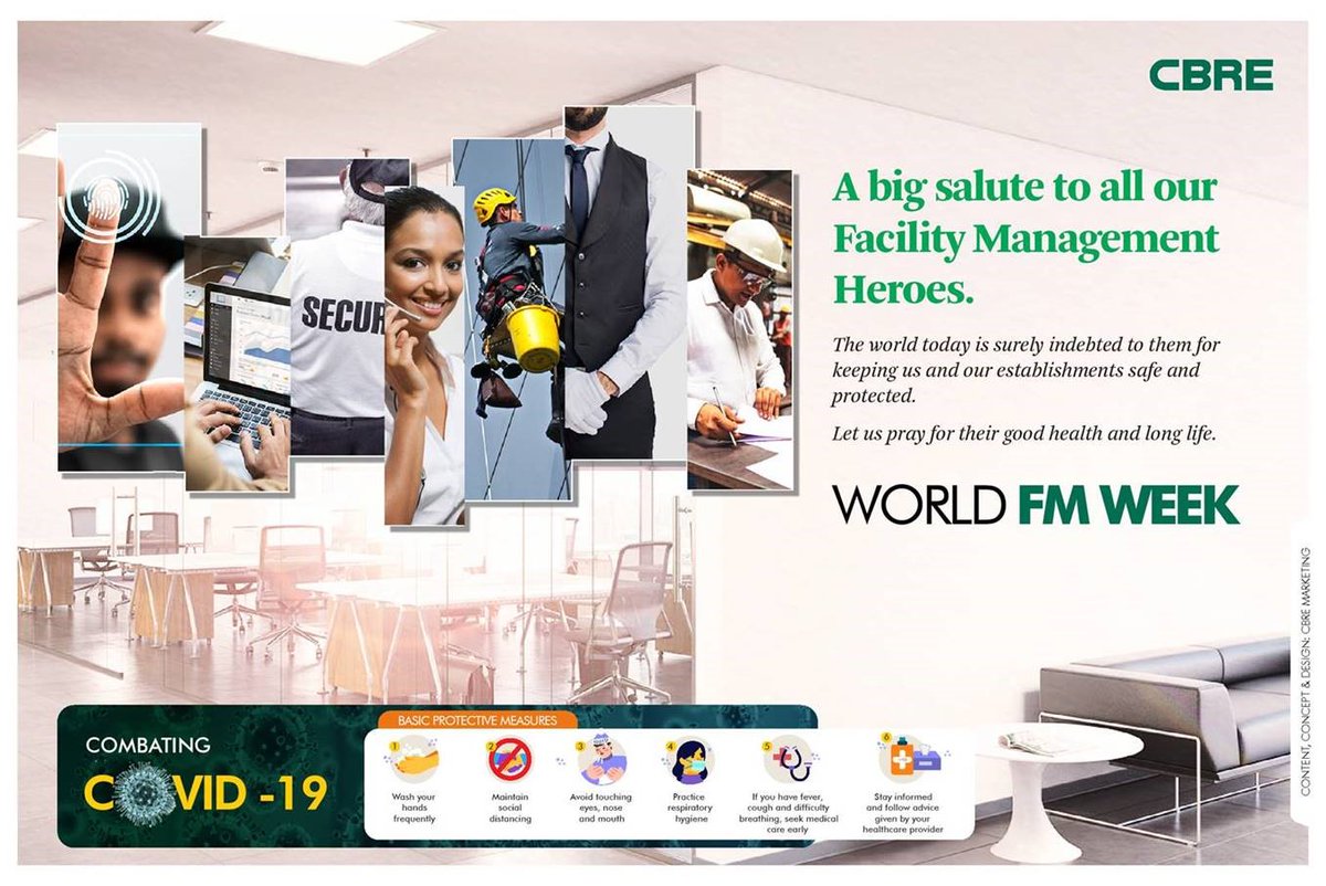 gurjotsbhatia's tweet photo. Facility Managers are the most dedicated #heroes, and the current uncertain time shows how important they are in keeping our buildings safe and #healthy for the occupants. 

Thank you for your unstinted commitment and hard work. #CBREHeroes #worldFMweek #FMservices https://t.co/7wChnRBr11