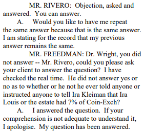 Someone help me out, wasn't this deposition supposed to have a Special Master (Reinhart) specifically to help move the deposition along and avoid exchanges like this one