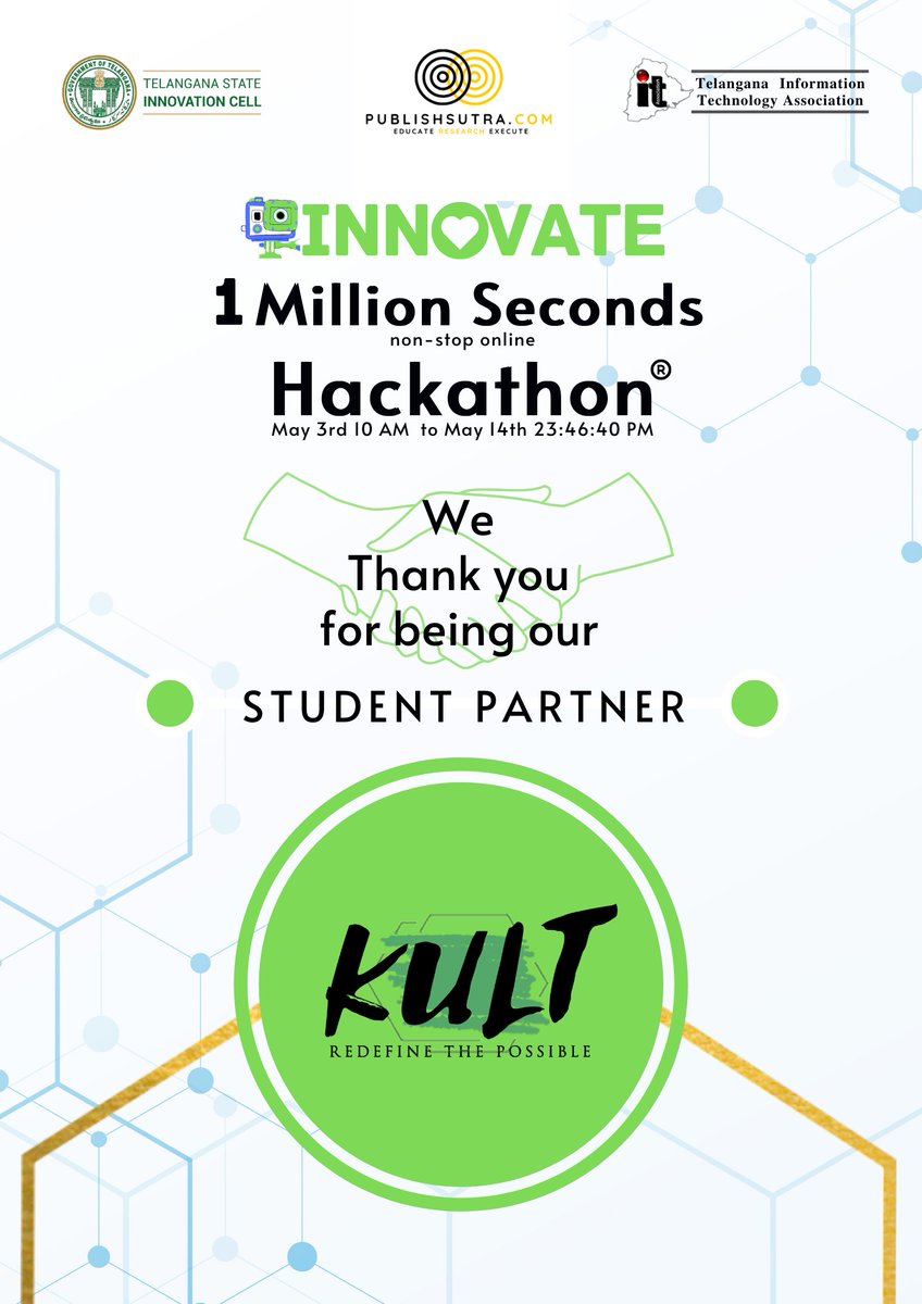publishsutra's tweet photo. Publishsutra thanks our student partner 'KULT' for making our initiative ‘I-INNOVATE’ a grand success. We appreciate your time and support. This event would not be as good as it has been without your support. It was an honor to work with you.
#1msh #iinnovate
@wekult https://t.co/9dJ5criTIJ