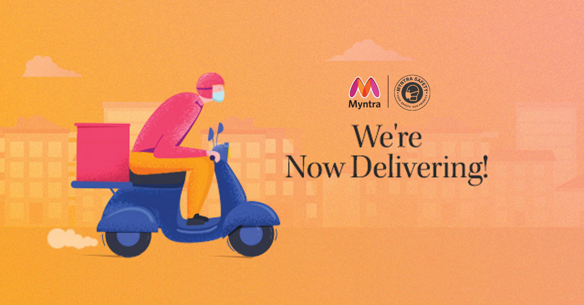 myntra's tweet photo. Our shop is now open & we are delivering all products! However, as per the Government guidelines, we are not servicing in Covid-19 containment zones.
Visit the #myntra app and check if you pin code is serviceable.
Happy Shopping!
https://t.co/gmAfnq7w40
#MyntraIsBack https://t.co/j6lHslf6O6