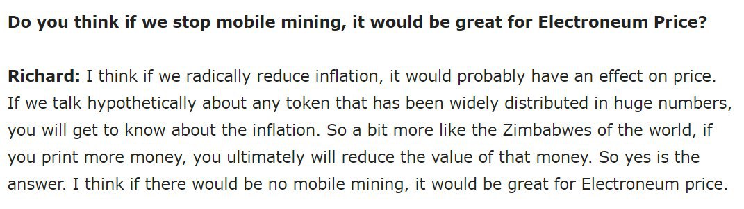 I have asked @RichardElls3 If we stop mobile mining than it would be great for #Electroneum. Finally they have done it. #etn #coingyaan  #electroneumnews #mobilemining