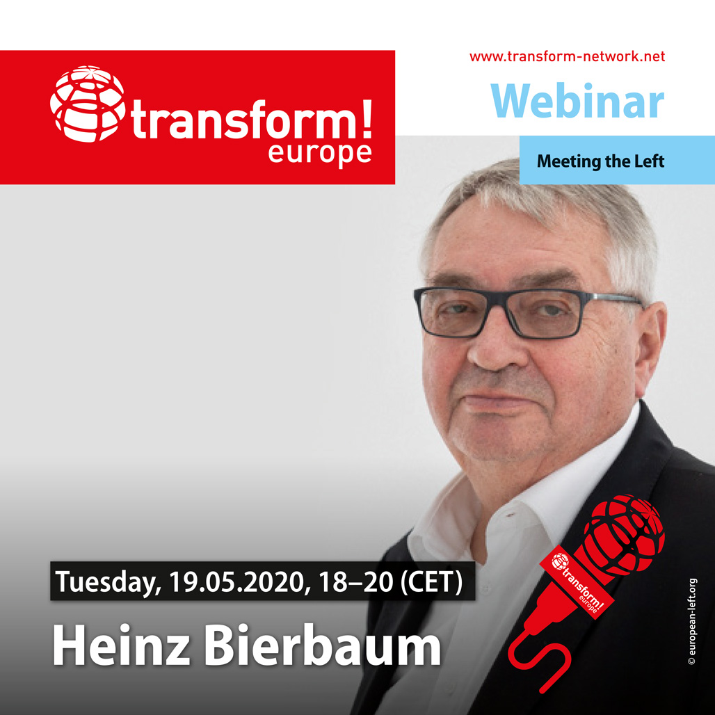 Participez à l'interview du président du PGE @LeftHeinz, à @transform_ntwrk aujourd'hui at 18h00 (CET) ! Le séminaire sera interactif - après une première interview, le public aura l'occasion de poser des questions à notre invité. L'inscription est obligatoire. #COVID19