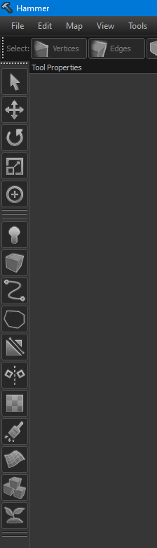 Also got a vertical toolbar super similar to the old Hammer/Worldcraft one, which was always great. For reference, in Unity and Unreal, if you can reach this stuff at all it's behind many tabs and dropdowns. More clicks, more time, more frustration, less iteration, bad.