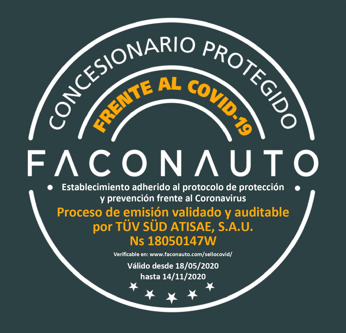MiniPremium's tweet photo. Hemos recibido el sello ‘Concesionario protegido frente al Covid-19’ creado por @Faconauto_com que certifica que nuestras instalaciones son 100% seguras y que cuentan con todas las medidas de protección y prevención para clientes y empleados. #BMW #MINI #Motorrad https://t.co/yRve0Hf7zd