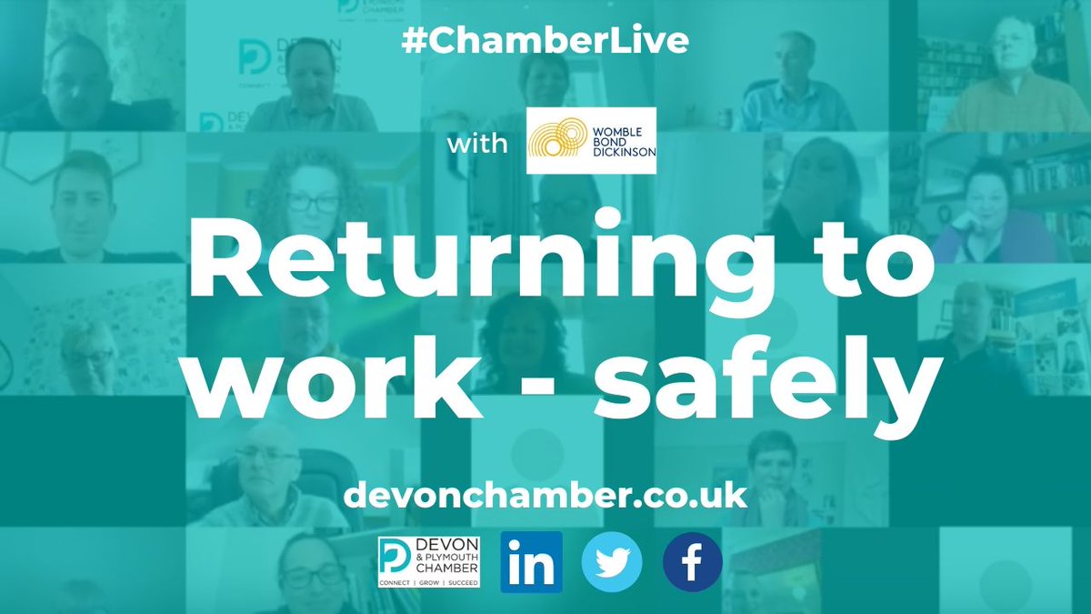 ⚡️ NEW VIRTUAL EVENT

We have an extra edition of #ChamberLive this week, designed specifically to help those of you trying to get back to work.

Returning to Work Safely will take place on Zoom this Friday at 9.30am with <a href="/WBD_UK/">Womble Bond Dickinson (UK) LLP</a> 

1/3