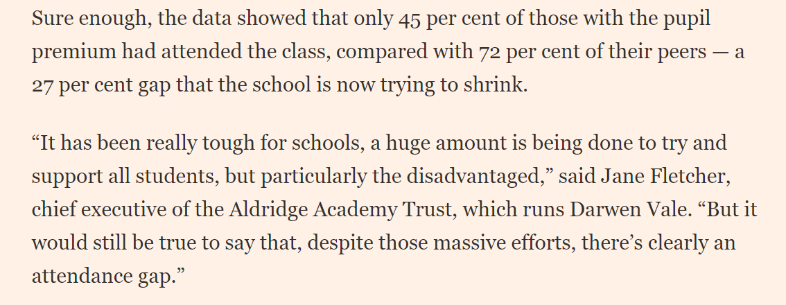 And of course, as Jane Fletcher of  @aldridgeonline points out the kids most in need of remedies - extra classes, summer schools etc - are those least like/able/equipped to take advantage - Aldridge found 27% fewer pupil premium kids attending online class. Now fixing...not easy/3