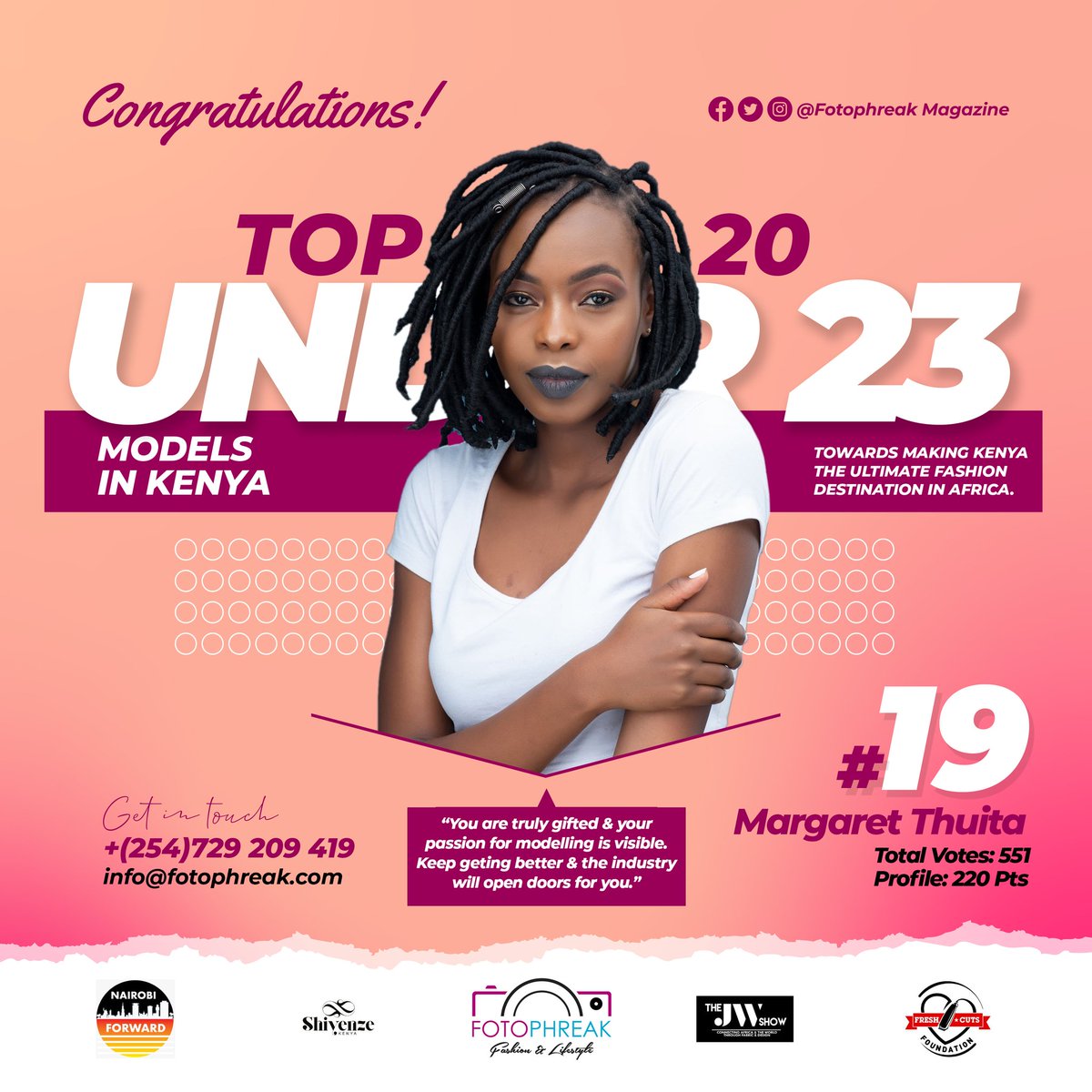 fotophreakmag's tweet photo. TOP 20 U23 MODELS IN KENYA
2020

Pos. NO: 19

You're truly gifted and your passion for modeling is visible
Keep getting better and the industry will open all doors for you.
#Top20KenyanModels #Top20Under23Models
#edgarobare Jalang'o 
#KenyanModels
#NumbersDontLie
#KenyaVsTanzania https://t.co/2yh2eYn28O
