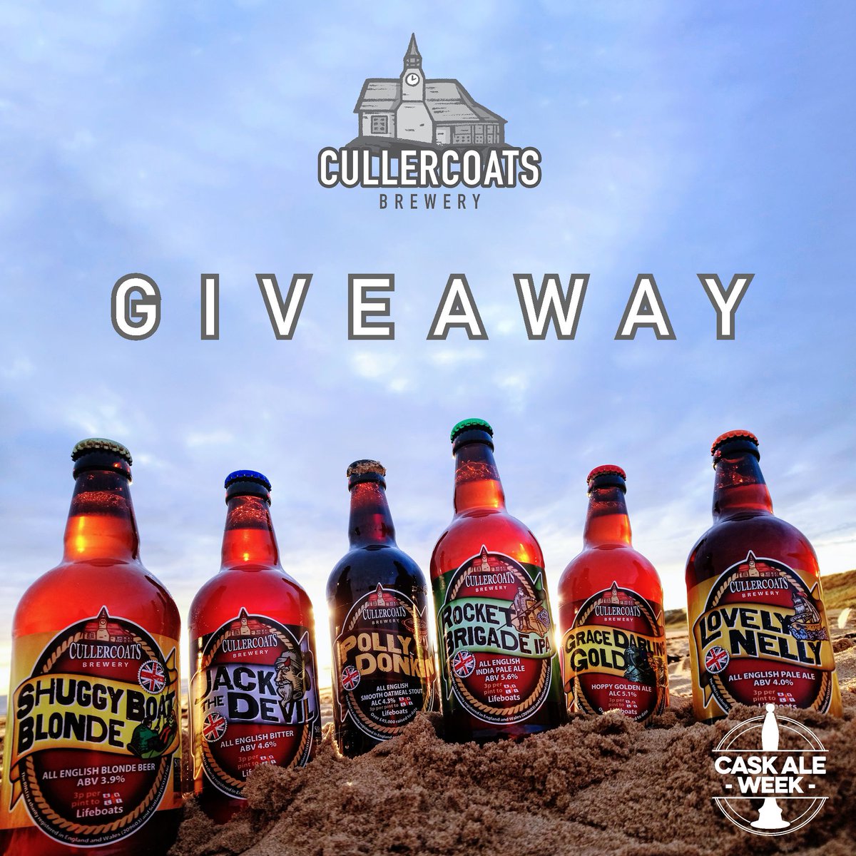 caskaleweek's tweet photo. DON'T MISS! Our brilliant beer giveaway with @CullercoatsBrew 🍻. 3 lucky winners will get their hands on a mixed case of beers! To enter, just follow, retweet, like &amp; comment using #CaskAleWeek 🍻. Over 18 &amp; UK only. Giveaway also running on Facebook &amp; Instagram. Good luck! https://t.co/5KXWSZqxUy