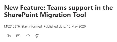 Finally! The SharePoint Migration Tool (SPMT) will soon let users migrate to Microsoft Teams in addition to SharePoint and OneDrive.  #MC213376 #MicrosoftTeams #SMT #GoodbyeFileServers