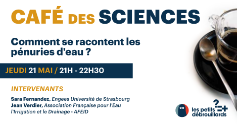 EstPetits's tweet photo. Café des Sciences virtuel #16 : '' Comment se racontent les pénuries d'eau ? '' 💧☕️

En invité.e.s : Sara Fernandez d' @engees_ecole, et Jean Verdier de l'Association Française pour l'Eau l'Irrigation et le Drainage.

#DeconfinementJour9 #ScienceisCool #Science https://t.co/s6VPx5qvtR