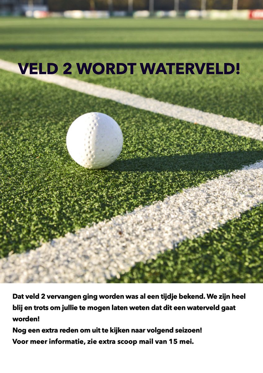 MHCWesterduiven's tweet photo. Trots om aan te kondigen dat we vanaf komend seizoen kunnen hockey op een waterveld! https://t.co/tys2Mf5S0i