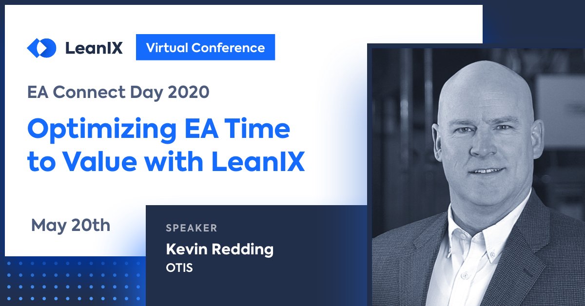 SAPLeanIX's tweet photo. We’re excited to announce the final speaker of our virtual #EAConnectDay: Kevin Redding at @OtisElevatorCo will tell us about optimizing #EntArch time to value. Join him and other experts tomorrow (May 20) for free: https://t.co/GSa4Ny3caO https://t.co/bgawJjUU2p