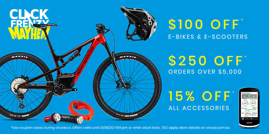 IT'S ON! 🔌⁠Crooze's Click Frenzy Mayhem even has begun. Share with all friends that would love to get an electric bike today!⁠

View all special codes on our website: crooze.com.au
⁠
#clickfrenzy #croozeelectric #electribikes #ebikes #escooters #ridenow #rideforever