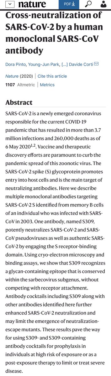方舟子on Twitter 2003年得过萨斯的人其记忆细胞上的单克隆抗体能够中和新冠病毒 这是否意味着被新冠病毒感染后产生的免疫力也很可能能持续十几 二十年