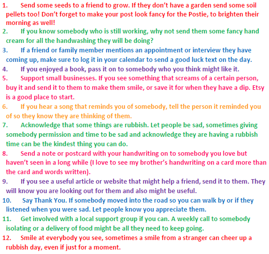 **Mental Health Awareness Week**
Friend of the Bureau, trainee teacher and general all-round good person Holly Thompson has shared with us her top 12 tips for being kind to others. Which one is your favourite?
#Mentalhealthawarenessweek #HighPeakKindness