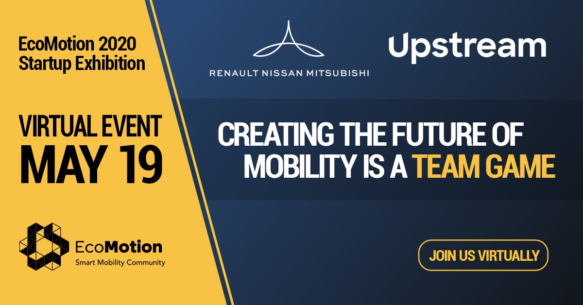 UpstreamAuto's tweet photo. We're excited to join the @Alliance_RNM Innovation Lab TLV at #EcoMotion2020 today for a virtual video presentation about our collaboration over the last year. Will you be virtually attending EcoMotion? Let us know in the comments below👇 https://t.co/nmt4b0Bcuz