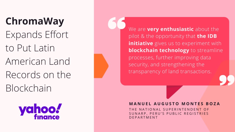 .<a href="/YahooFinance/">Yahoo Finance</a> recently covered our IDB partnership with South American countries and their goal of deploying land registries using Chromia's Postchain framework. 📝

Read more at:
finance.yahoo.com/news/chromaway…

#blockchain #relationalblockchain