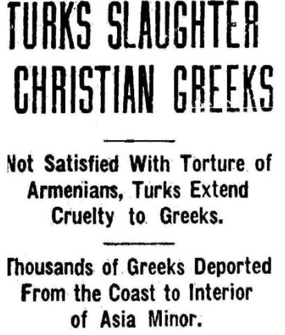 25) "Turks Slaughter Christian Greeks", Lincoln Daily Star, 19 October 1917."Not satisfied with torture of Armenians, Turks extend cruelty to Greeks."  #PontosSoykırımıAnmaGünü