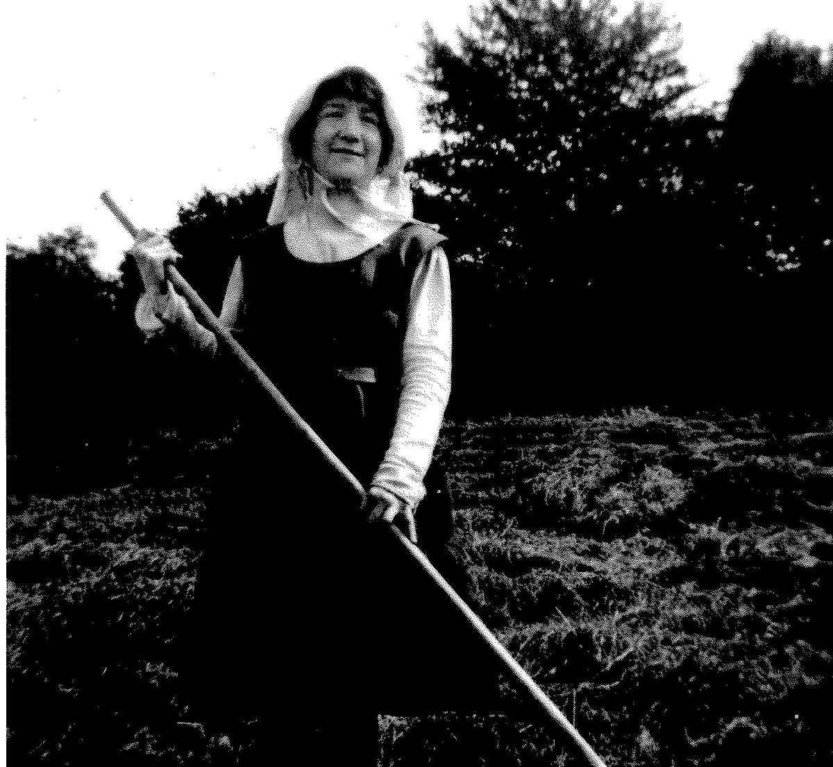 Miss Thomas turning hay ar Ffrwd Farm, Llangynidr, 1930s. #MuseumFromHome