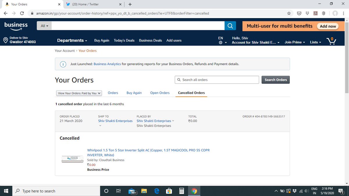 amitjha_10's tweet image. @amazonIN 
I purchased a Whirlpool AC on 21/03/2020 due to lock down my order was not shipped. Today they canclled my order, it was a prepaid EMI credit card transaction i already paid 1 EMI also who pay for the loss. #AmazonIsACheater #AmazonCheating #Lossbyamazon #Amazonfroud