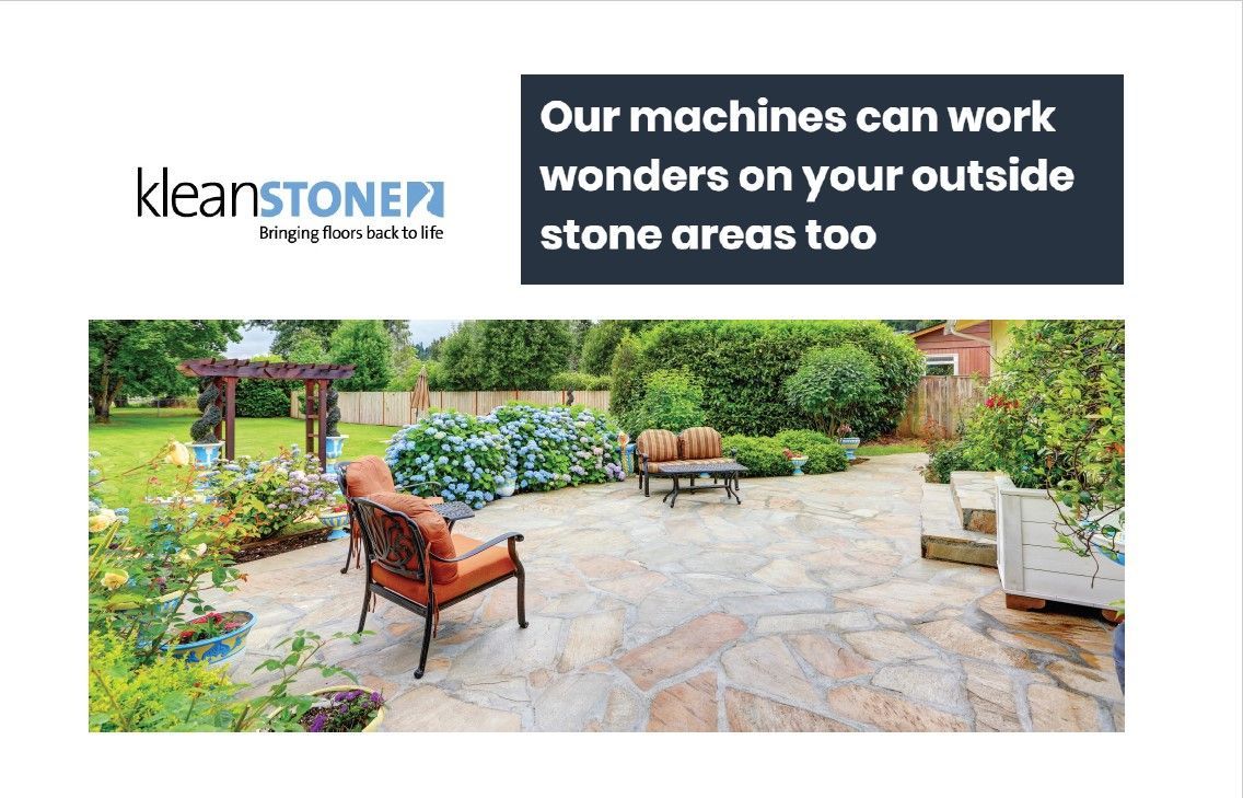 KleanStone's tweet photo. Make your patio shine just in time for a long weekend spent at home with the family..

Our domestic Kara machines can be used on a range of stone surfaces, giving you a result that will rival a brand new patio!

Visit https://t.co/PheK5q3Sl5

#stonefloors #floorcleaning https://t.co/7ZXZVXuWQz